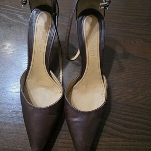 Frye Brown Pointed-Toe Slingback Pumps